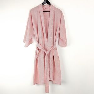 Vintage Kimono Brand Red Seersucker Stripe Robe